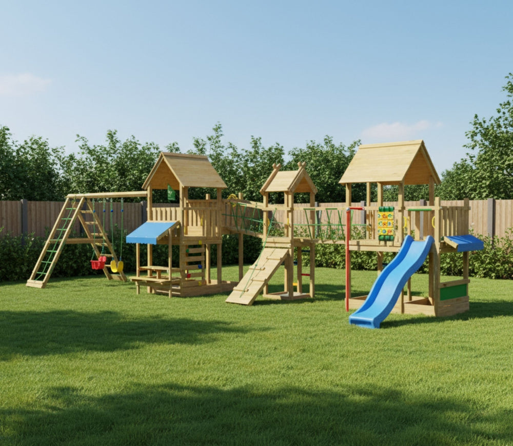 Jungle Gazebo XXL | Wooden climbing frame with double swing